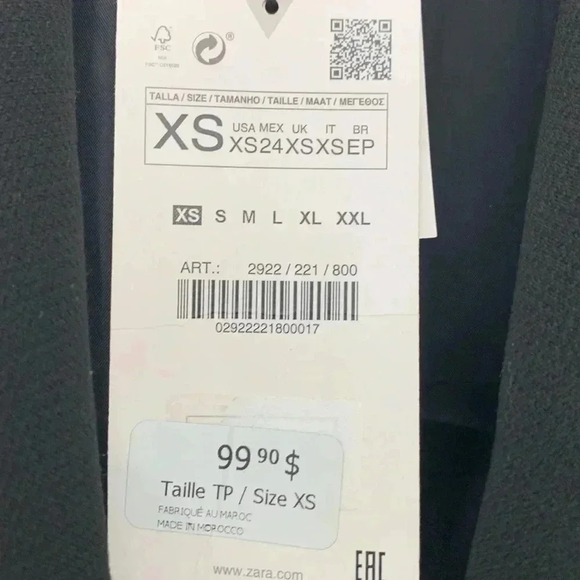 Zara NWT, fully lined, double breasted suit blazer in a deep black. - Picture 5 of 5